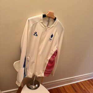 Le Coq Sportif Cream Warm-up Jacket and Shorts from 2024 Olympics